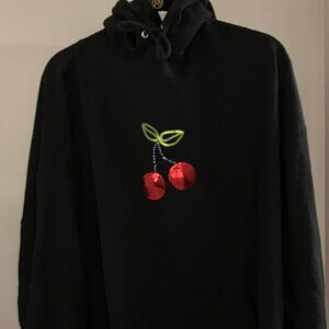 BRAND NEW JERZEES CHERRY SEQUINS BLACK HOODIE SIZE 3X